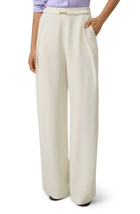 LilySilk Heavy-Weight Silk Crepe Wide-Leg Pant in Natural White at Nordstrom, Size 14