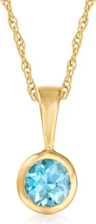 RS Pure by Ross-Simons Swiss Blue Topaz Pendant Necklace in 14kt Yellow Gold