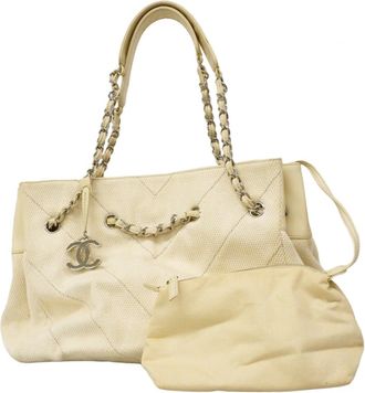 Chanel Ivory Canvas Tote Bag (Pre-Owned)