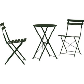 vidaXL Conjunto De Bistro Plegable 3 Pcs Verde Oscuro Acero Vidaxl