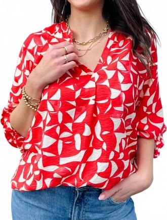 Esqualo Raglan Blouse In Chili Print