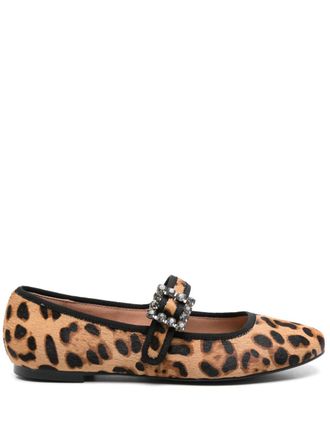 Bibi Lou Essen ballet flats - women - Calf Leather/Calf Hair/Calf Leather/Rubber - 38 - Brown