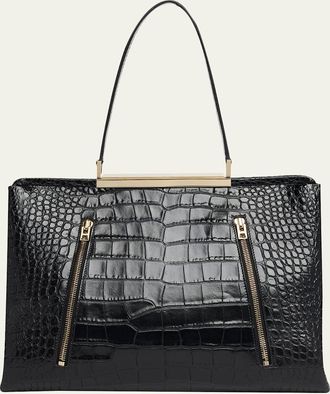Tom Ford Patrick Croc-Embossed Leather Shoulder Bag