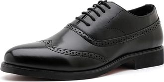 Generic Mens Classic Lace-up Oxfords Brogue Wingtip Round Toe Derby Shoes for Men (Black,11.5)