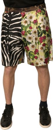 Dolce & Gabbana Multicolor Patchwork Silk Men Chino Shorts