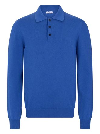 Malo buttoned long-sleeve polo shirt - Blauw