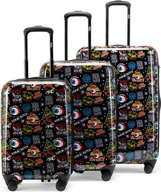 Von Dutch Kustom Kulture 3-Piece Expandable Hardside Spinner Luggage Set in Black Jax at Nordstrom