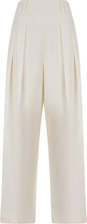 Victoria Beckham Wide Trousers, female, White, Size: S Pleated Wide-Leg Trousers