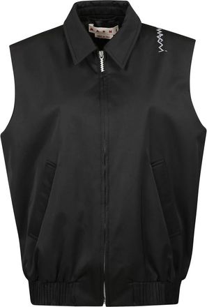 Marni Zwart Katoenen Vest met Rits en Zakken - Dames - Bodywarmers - Zwart - 2XS - Katoen - Jassen