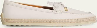 Tod's Leather and Raffia Loafers