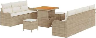 vidaXL Conjunto De Sof&aacute; De Jard&iacute;n 10 Pcs Beige Rat&aacute;n Sint&eacute;tico Vidaxl