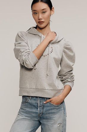Maeve Puff-Sleeve Grommet Heart Sweatshirt