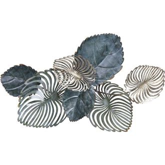 Beliani Beliani - Decoraci&oacute;n De Pared De Metal Dorado Verde Azulado 88 X 55 Cm Hojas Arte Moderno Ex&oacute;tico Boho Magnesium