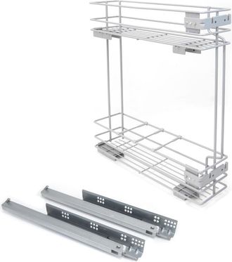 Emuca Emuca - Botellero Lateral Extra&iacute;ble Supra Con Cierre Suave, M&oacute;dulo 150mm, Acero, Pintado Aluminio