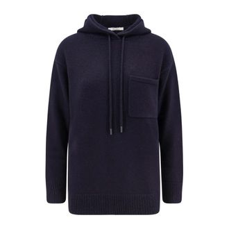 Max Mara Liana Hooded Sweatshirt - Dames - Hoodies - Blauw - XS - Wol - Hoodies & sweatvesten