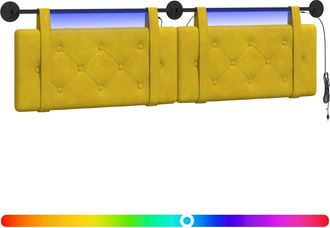 vidaXL Cabecero Colgante Con Luz Led Amarillo Terciopelo Vidaxl