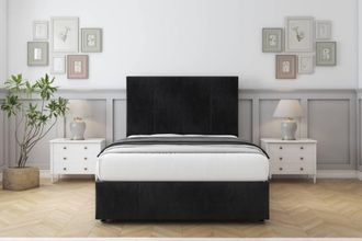 Comfort Beds Arya Naples Divan Set No Drawers-26 Headboard-Footboard in Black | Size: Small Double