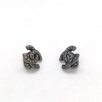 Chanel Coco Mark Rhinestone Womens Earrings (Pre-Owned)
