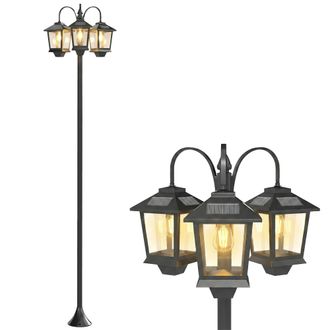 OEM Farola Solar Exterior De Jard&iacute;n De Aluminio Con 3 Cabezales Con Encendido/apagado Autom&aacute;tico Ip44 40x34,5x188 Cm Negro