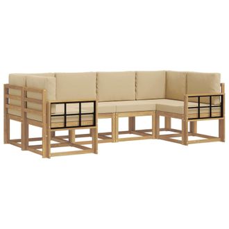 vidaXL Conjunto De Sof&aacute;s De Exterior Con Coj&iacute;n 6 Pcs Y Beige Vidaxl