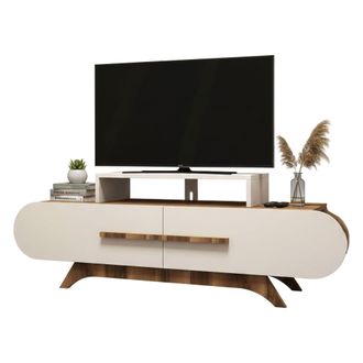 Dmora Mueble Para Tv Nesatm, Un Estante, 2 Puertas, Un Compartimento, 145x37x50h Cm Marr&oacute;n Nogal