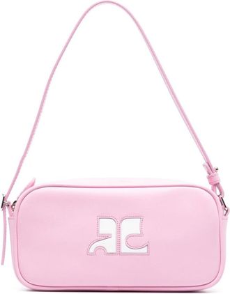 Courr&egrave;ges Pink Baguette Leather Handbag