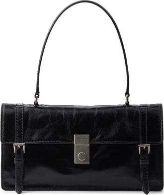 Prada Borsa a spalla media in pelle - Nero
