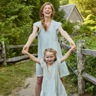 Modern Moments Mommy & Me Gauze Dress in Teal Stripes at Nordstrom, Size X-Small