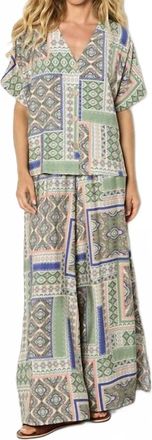 Apricot Folk Patchwork Wide Leg Trousers In Stone Multi