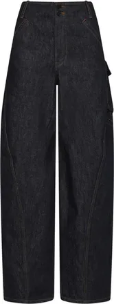 Self Portrait Jeans, Dames, Blauw, W26, Katoen, Barrel-Leg Cargo Jeans