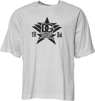 Dolce & Gabbana Mens White Dg Sport Crew Neck Short Sleeve T-Shirt Cotton