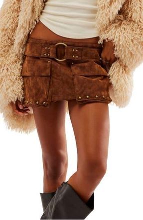Free People Low Rise Faux Suede Micro Miniskort in Shaved Chocolate at Nordstrom Rack, Size 10