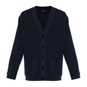 Balmain Cardigans, male, Blue, Size: 2XL Monogram Cardigan