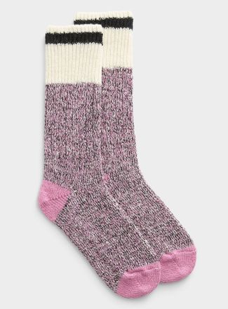 Simons Womens Heathered wool-blend worker socks