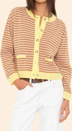 Xirena Lillian Long Sleeve Cardigan In Camel Stripe