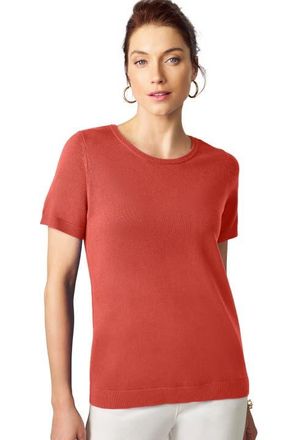 Jessica London Fine Gauge Crewneck Knit Shell in Burnt Red at Nordstrom, Size 12
