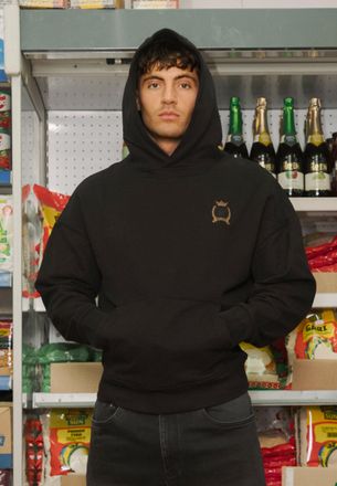 Siksilk Hombres Sudadera con Capucha Negra Pullover L