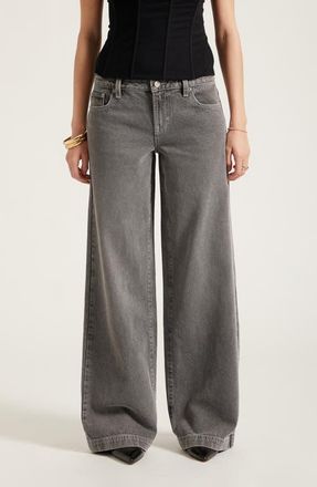 PacSun Casey Low Rise Denim Baggy Wide Leg Jeans in Gray at Nordstrom, Size 25