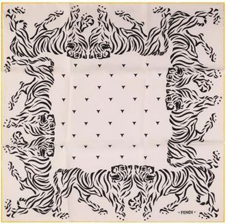 Fendi Foulard 55x55 Doppia Stampa - Dames - Accessoires - Geel - Maat: ONE Size Zijde