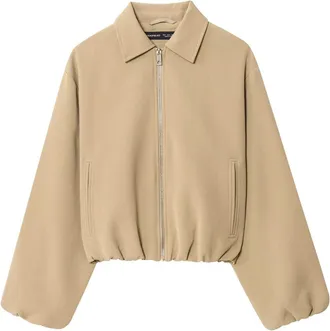 Generic Womens Faux Suede Bomber Jacket Casual Lapel Pilot Coat Autumn Oversized Long Sleeve Zipper Jackets Trendy Streetwear Outerwear with Pockets,Beige,S