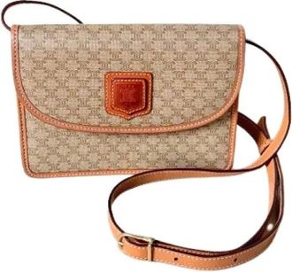 Celine Pre-owned Cross Body Bags, female, Beige, Size: ONE SIZE Pre-owned Vintage Triomphe Flap Bag