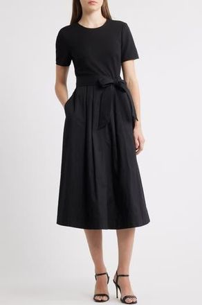 Eliza J Bow Detail Midi Dress in Black at Nordstrom Rack, Size 14