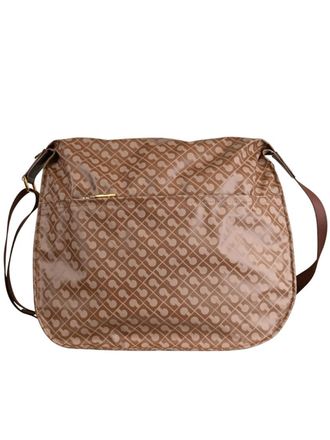 Gherardini Brown Geometric Pattern Leather Crossbody Satchel