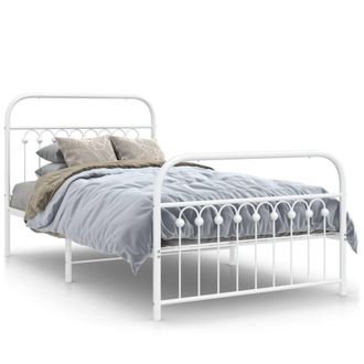 Berkfield Home Metal Bed Frame without Mattress with Footboard White 100x200cm | Size: 100x200 cm