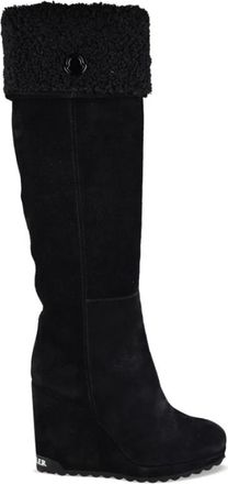 Moncler Schoenen, Dames, Zwart, 37 EU, Leer, W Short Suede Wedge Boot