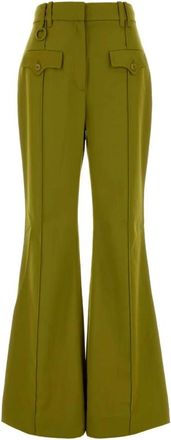 Zimmermann Wide Trousers, female, Green, Size: S Luna Wool Flare Pant