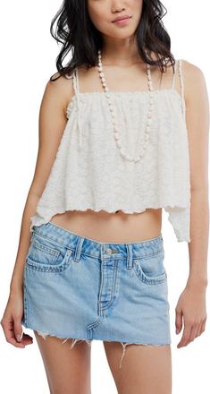 Free People Briana Textured Flower Crop Camisole in Sugar Swizzle at Nordstrom, Size X-Large