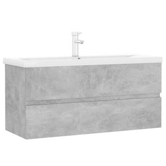 Berkfield Home Sink Cabinet with Built-in Basin Concrete Grey Engineered Wood