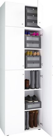 ebuy24 Gabinete De Zapato De Madera Vcm Dimensiones: Al. 223 X An. 70 X T. 39 Cm Armario Multiusos 5 Compartimentos 4 Puertas Giratorias 2 Puertas De Fijaci&oacute;