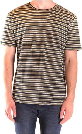 Paolo Pecora Gestreept Linnen Ronde Hals T-shirt - Heren - T-shirts - Veelkleurig - XL - Linnen - Tops